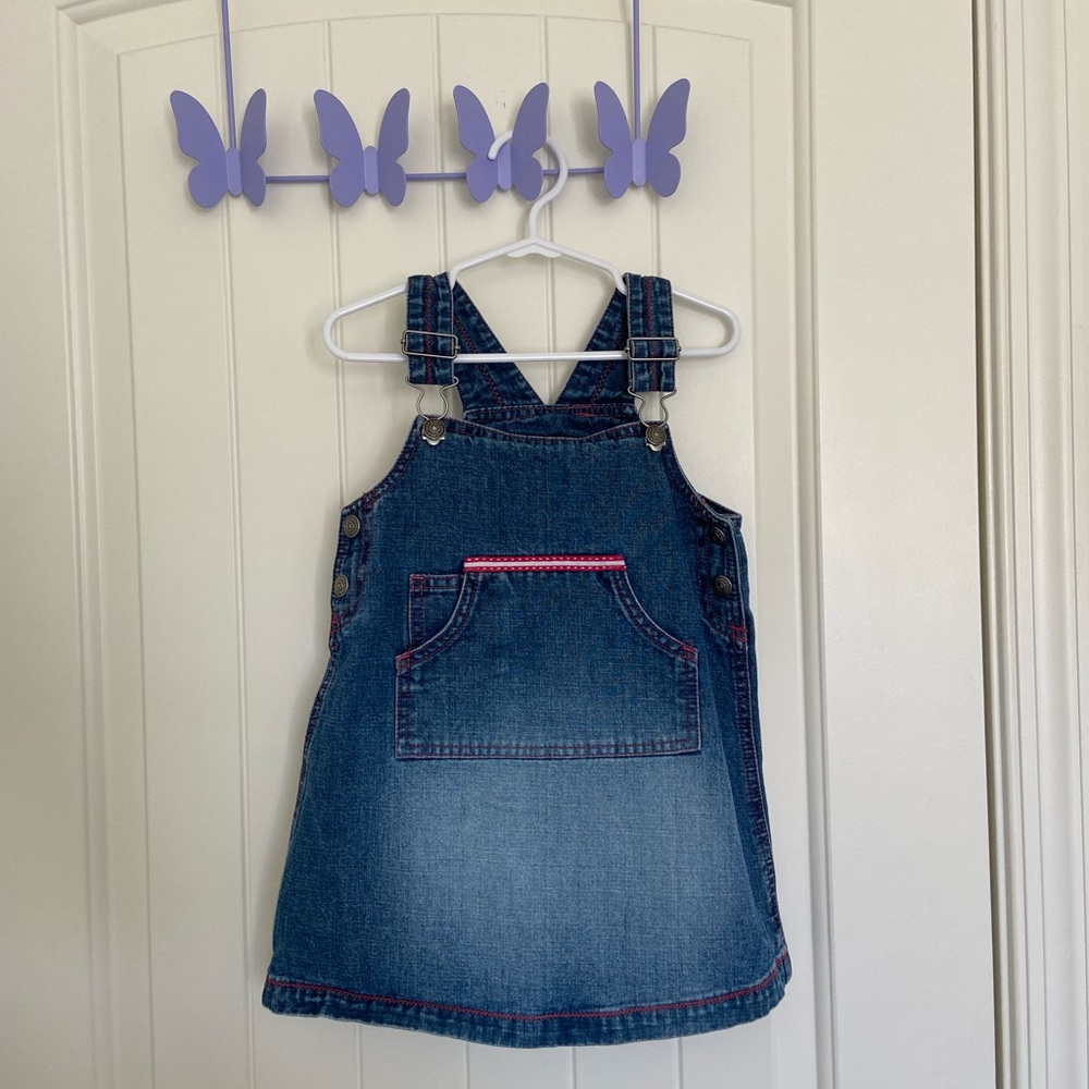 Vintage‎ Lee toddler girl’s denim overall skirt front pouch pocket — 3T